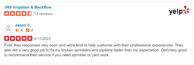 Photo of a Yelp review.